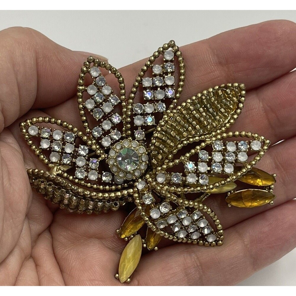 Vintage Liz Claiborne Rhinestone Beaded Brooch